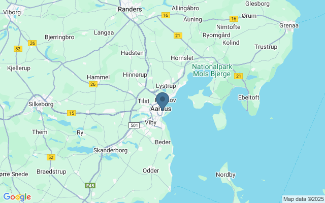 Kaart met locatie Den Gamle By